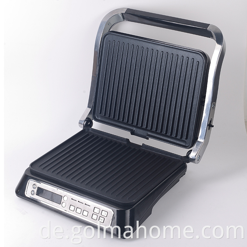 Anbolife 4 Scheiben Kontakt Grill BBQ Grillsandwichpresse Panini Maker mit Aluminiumhebelhebel LED-Anzeige elektrischer Grill